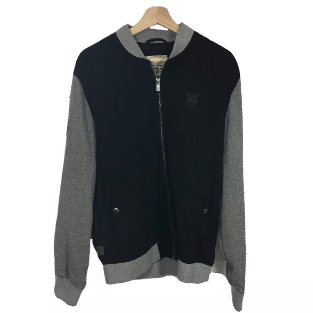 Vintage Chevignon CH-57 Varsity Jacket Zip Up Gray Black Size L
